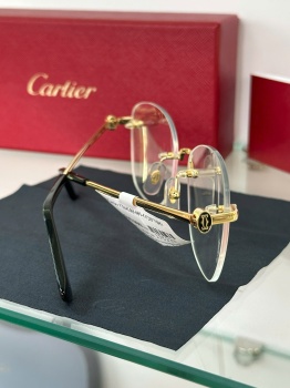 Gọng kính khoan Cartier mạ vàng mã CT04140.001
